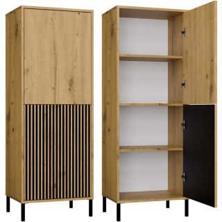 Witryna KAMARO 2DK SLIM/GŁADKI DĄB ARTISAN Lamele Front Ryflowany + Klasyczny