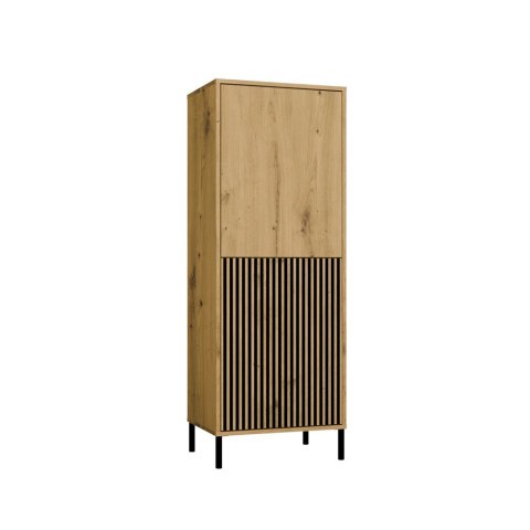 Witryna KAMARO 2DK SLIM/GŁADKI DĄB ARTISAN Lamele Front Ryflowany + Klasyczny