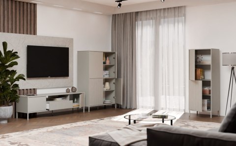 Witryna KAMARO 2DK SLIM/GŁADKI KASZMIR Lamele Front Ryflowany + Klasyczny