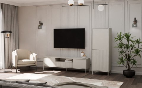 Witryna KAMARO 2DK SLIM/GŁADKI KASZMIR Lamele Front Ryflowany + Klasyczny