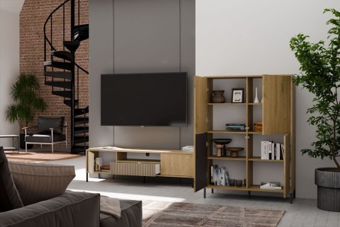 Witryna KAMARO 4DK SLIM/GŁADKI DĄB ARTISAN 4 Drzwi Lamele Front Ryflowany + Klasyczny