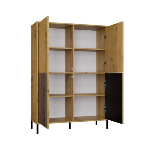 Witryna KAMARO 4DK SLIM/GŁADKI DĄB ARTISAN 4 Drzwi Lamele Front Ryflowany + Klasyczny