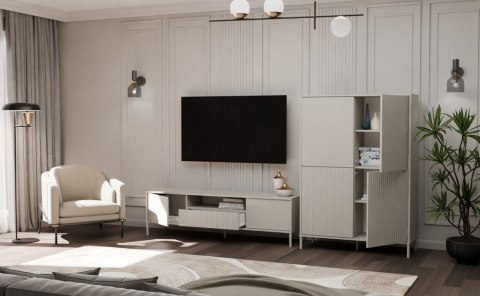 Witryna KAMARO 4DK SLIM/GŁADKI KASZMIR 4 Drzwi Lamele Front Ryflowany + Klasyczny