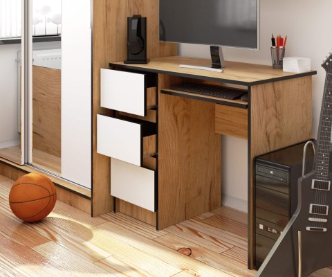 BIURKO A-6 CLP DĄB CRAFT / BIAŁE LEWOSTRONNE