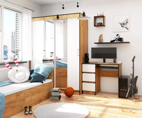 BIURKO A-6 CLP DĄB CRAFT / BIAŁE LEWOSTRONNE