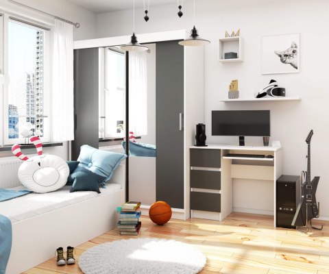 BIURKO A-6 CLP PK BIAŁE / SZARE LEWOSTRONNE