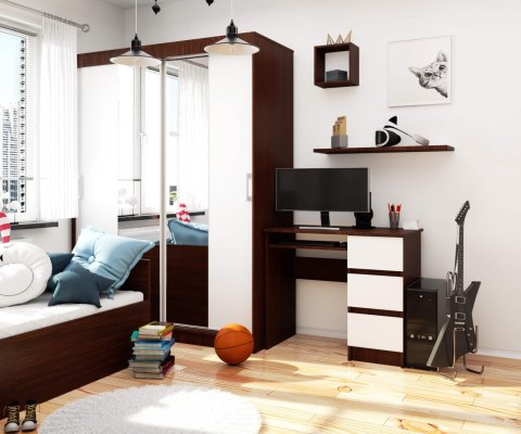 BIURKO A-6 CLP WENGE - BIAŁE PRAWOSTRONNE