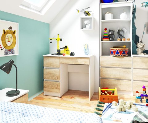 BIURKO A-7 CLP PK BIAŁE / SONOMA LEWOSTRONNE