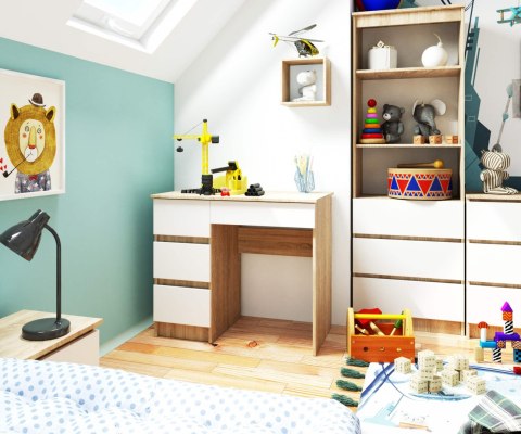 BIURKO A-7 CLP PK DĄB SONOMA / BIAŁY LEWOSTRONNE