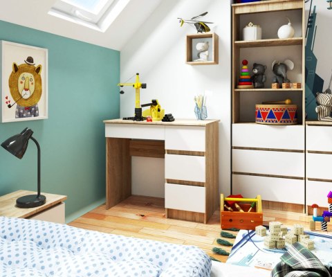 BIURKO A-7 CLP SONOMA / BIAŁE PK PRAWOSTRONNE