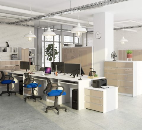 BIURKO CLP 135cm PK BIAŁE / CAPPUCCINO POŁYSK