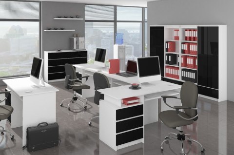 BIURKO CLP 135cm PK BIAŁE / CZARNY POŁYSK