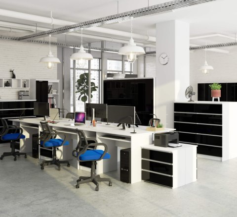 BIURKO CLP 135cm PK BIAŁE / CZARNY POŁYSK