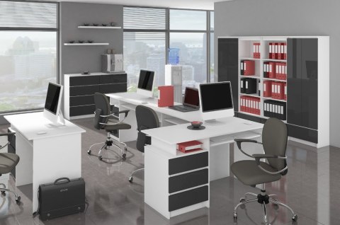 BIURKO CLP 135cm PK BIAŁE / GRAFIT POŁYSK