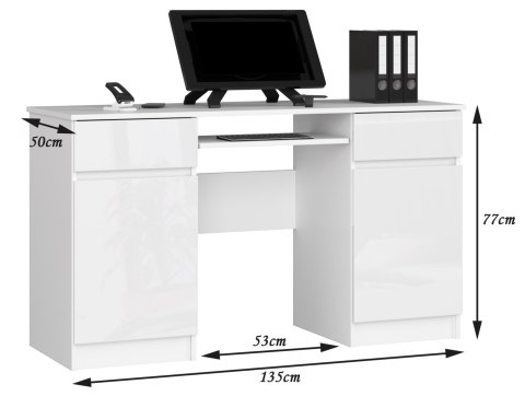 BIURKO CLP A5 2D 2SZ PK BIAŁY POŁYSK