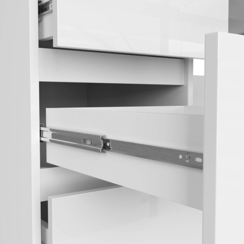 BIURKO KOMPUTEROWE A-11 135 cm 6 SZUFLAD PK BIAŁE / BIAŁY POŁYSK