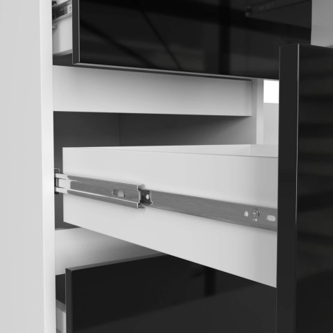 BIURKO KOMPUTEROWE A-11 135 cm 6 SZUFLAD PK BIAŁE / CZARNY POŁYSK