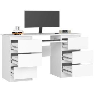 BIURKO KOMPUTEROWE A-11 135 cm 6 SZUFLAD PK BIAŁE