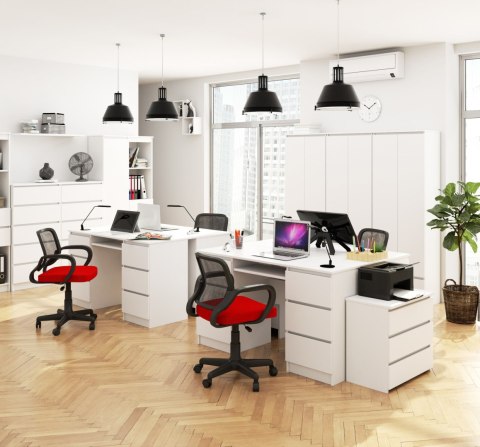 BIURKO KOMPUTEROWE A-11 135 cm 6 SZUFLAD PK BIAŁE