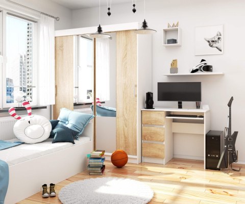 BIURKO KOMPUTEROWE A-6 90 cm LEWE BIAŁE / SONOMA