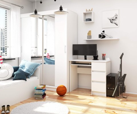 BIURKO KOMPUTEROWE A-6 90 cm PRAWE BIAŁE