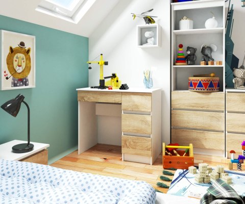 BIURKO KOMPUTEROWE A-7 90 cm PRAWE PK BIAŁE / SONOMA