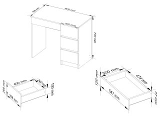 BIURKO KOMPUTEROWE A-7 90 cm PRAWE PK BIAŁE