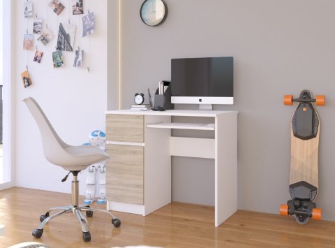 BIURKO KOMPUTEROWE PIKSEL BIAŁE / SONOMA - LEWE