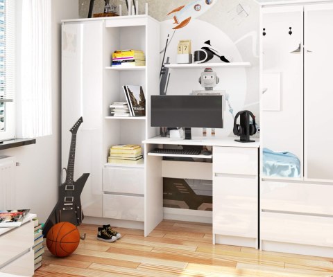 BIURKO KOMPUTEROWE PIKSEL PK BIAŁY POŁYSK PRAWE