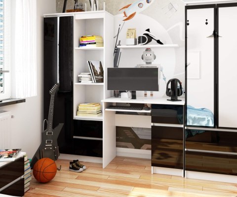 BIURKO KOMPUTEROWE PIKSEL PK CZARNY POŁYSK PRAWE