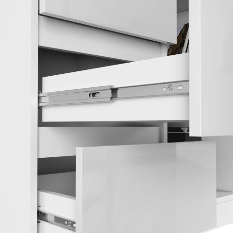 BIURKO NAROŻNE B16 124 cm LEWE 3 SZUFLADY PK BIAŁE / BIAŁY POŁYSK