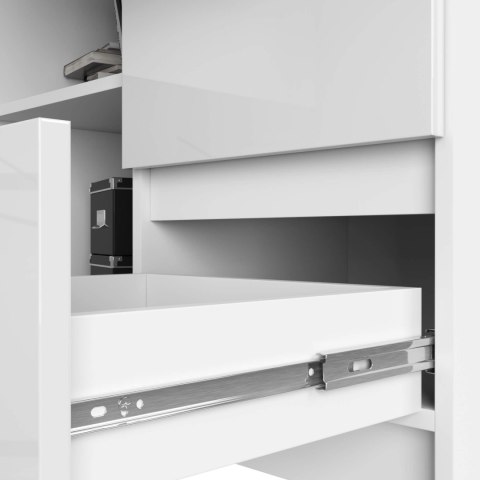 BIURKO NAROŻNE B16 124 cm PRAWE 3 SZUFLADY PK BIAŁE / BIAŁY POŁYSK