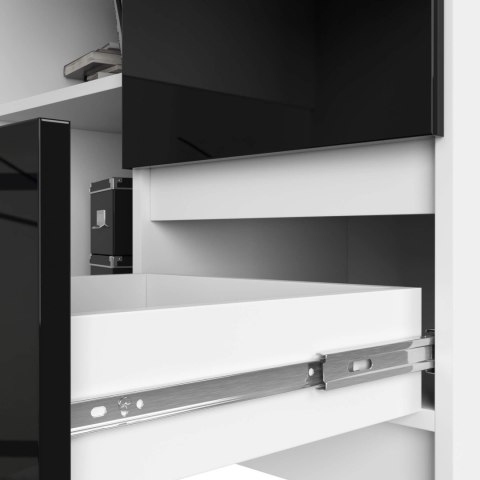 BIURKO NAROŻNE B16 124 cm PRAWE 3 SZUFLADY PK BIAŁE / CZARNY POŁYSK