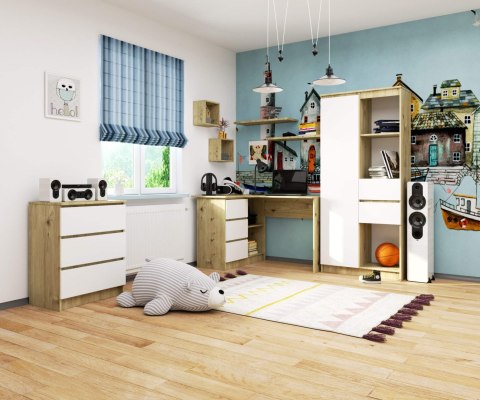 BIURKO NAROŻNE B16 CLP LEWE DĄB ARTISAN / BIAŁE