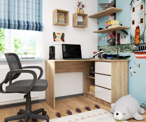 BIURKO NAROŻNE B16 CLP PRAWE PK SONOMA / BIAŁE