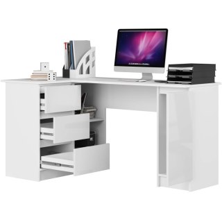 BIURKO NAROŻNE B20 155 cm LEWE PK BIAŁY POŁYSK