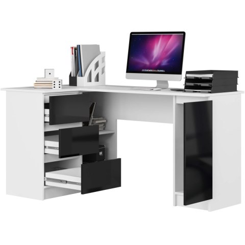 BIURKO NAROŻNE B20 155 cm LEWE PK CZARNY POŁYSK