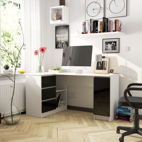 BIURKO NAROŻNE B20 155 cm LEWE PK CZARNY POŁYSK