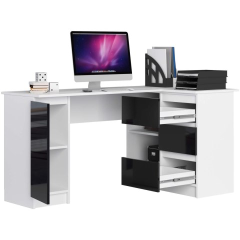 BIURKO NAROŻNE B20 155 cm PRAWE PK CZARNY POŁYSK