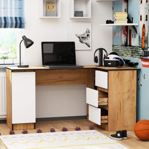 BIURKO NAROŻNE B20 CLP PRAWOSTRONNE PK DĄB CRAFT / BIAŁE