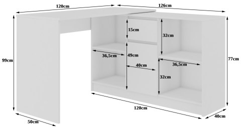 BIURKO NAROŻNE - ZESTAW B-17 KOMODA I BIURKO PK BIAŁY
