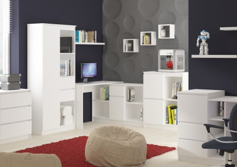 BIURKO NAROŻNE - ZESTAW B-17 KOMODA I BIURKO PK BIAŁY