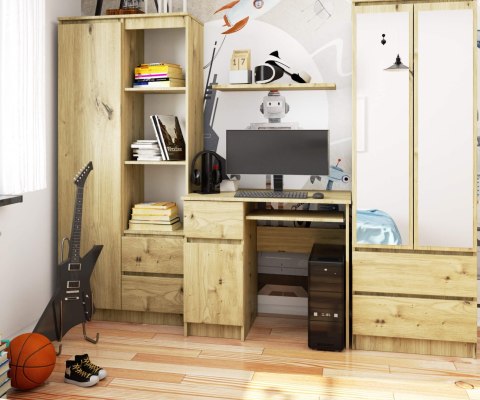 Biurko komputerowe 90 cm Piksel lewe - dąb artisan