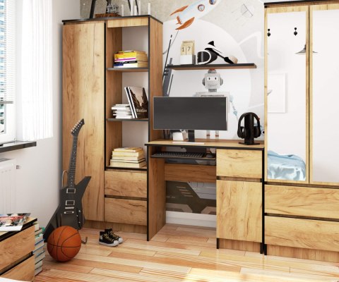 Biurko komputerowe 90 cm Piksel prawe - PK dąb craft