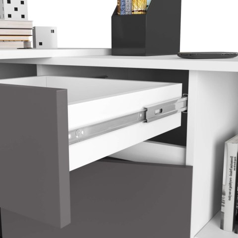ZESTAW CLP B-17 KOMODA + BIURKO PK BIAŁE / SZARE