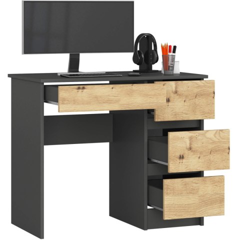 BIURKO A-7 CLP PK SZARE / DĄB ARTISAN PRAWOSTRONNE