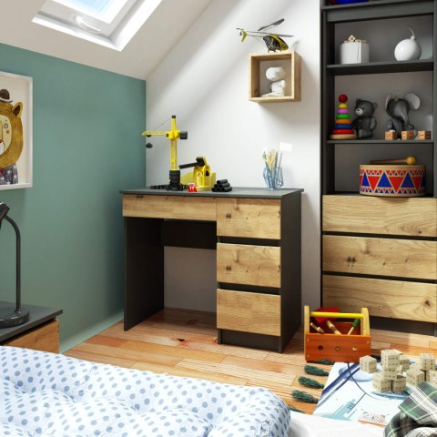 BIURKO A-7 CLP PK SZARE / DĄB ARTISAN PRAWOSTRONNE