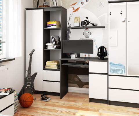 BIURKO KOMPUTEROWE PIKSEL PK SZARE / BIAŁE - PRAWE