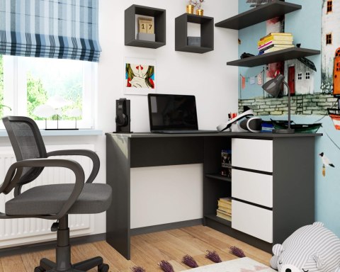 BIURKO NAROŻNE B16 CLP PRAWE PK SZARY / BIAŁY