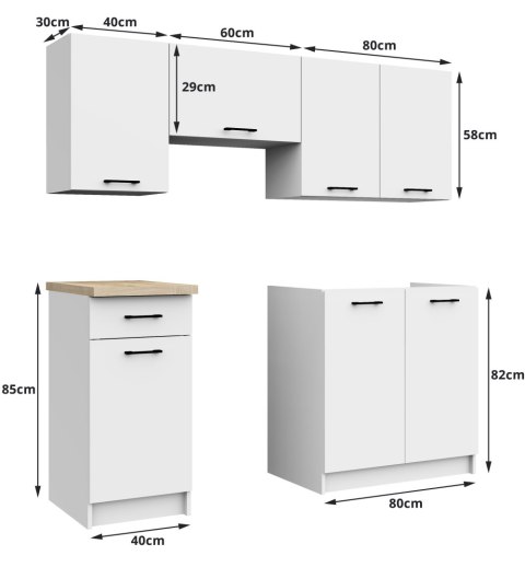 MEBLE KUCHENNE ZESTAW OLIWIA 1.8M BIAŁY